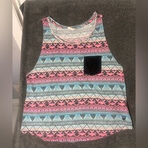 PINK SW Print Sleeveless Top with Pocket